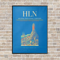 Thumbnail for Helena Regional Airport HLN vertical canvas print - framed - turquoise background