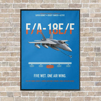Thumbnail for F A-18E F Buddy Tanker vertical canvas print - framed - turquoise background