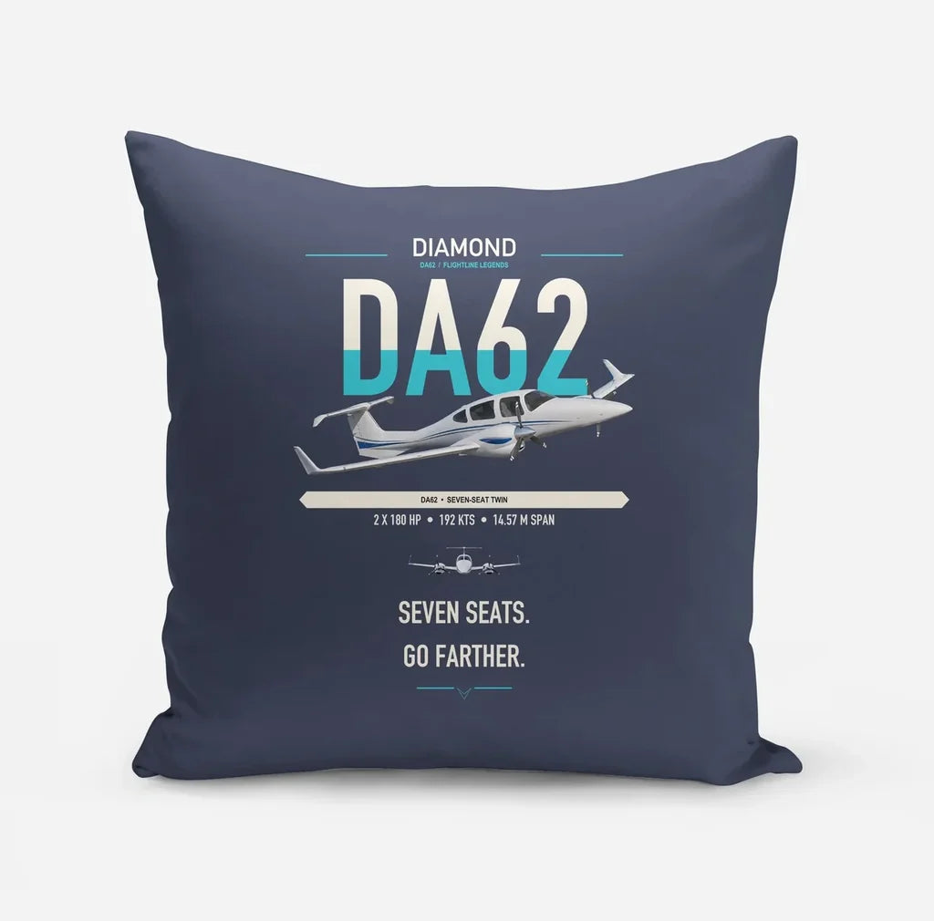 Diamond DA62 design on navy blue pillow