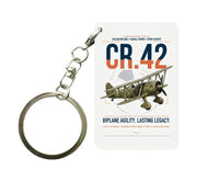 Thumbnail for Fiat CR.42 Falco design on white designed key chain, double-side print