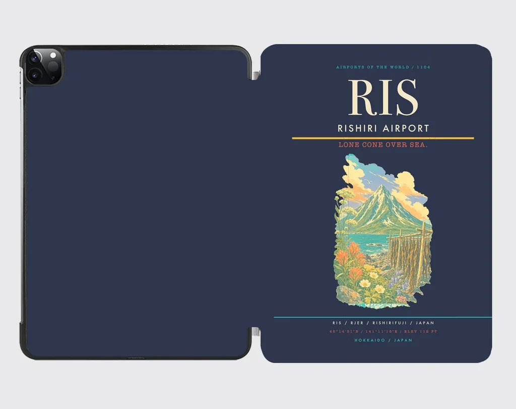Rishiri Airport (RIS) design on navy blue ipad tablet case