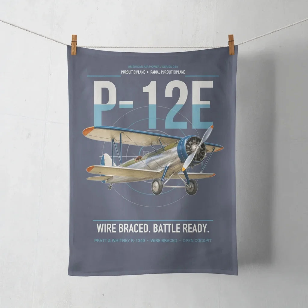 Boeing P-12E design on navy blue towel