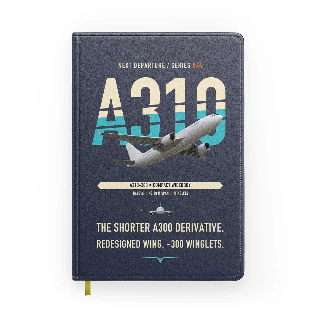 Airbus A310-300 design on navy blue notebook