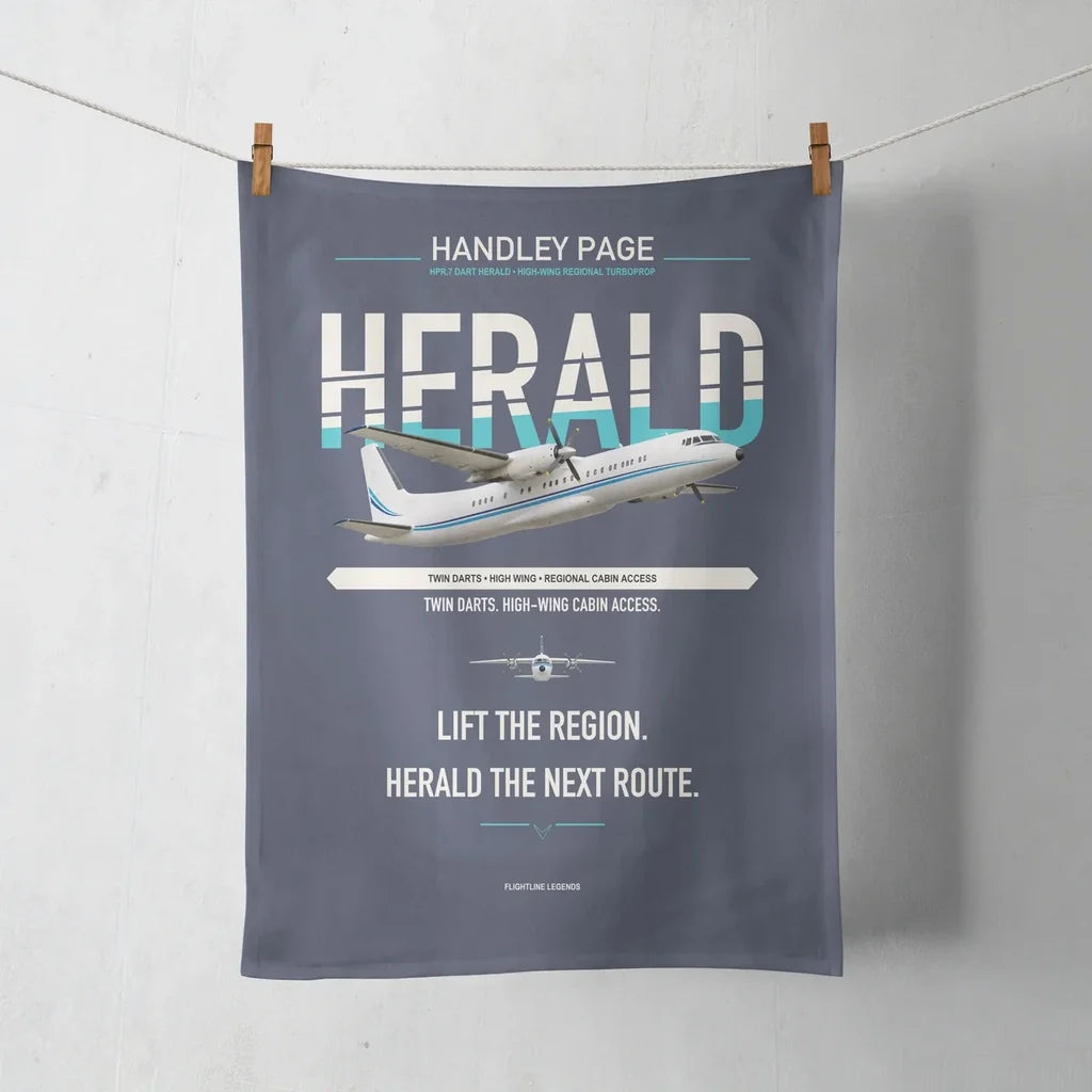 Handley Page HPR.7 Dart Herald design on navy blue towel