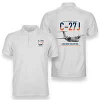 Thumbnail for C-27J Spartan design on white double-side polo t-shirt, double-side print
