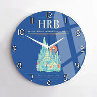 Thumbnail for Harbin Taiping International Airport (HRB) design on blue no frame wall clock