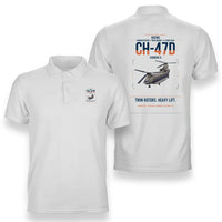 Thumbnail for Boeing CH-47D design on white double-side polo t-shirt, double-side print