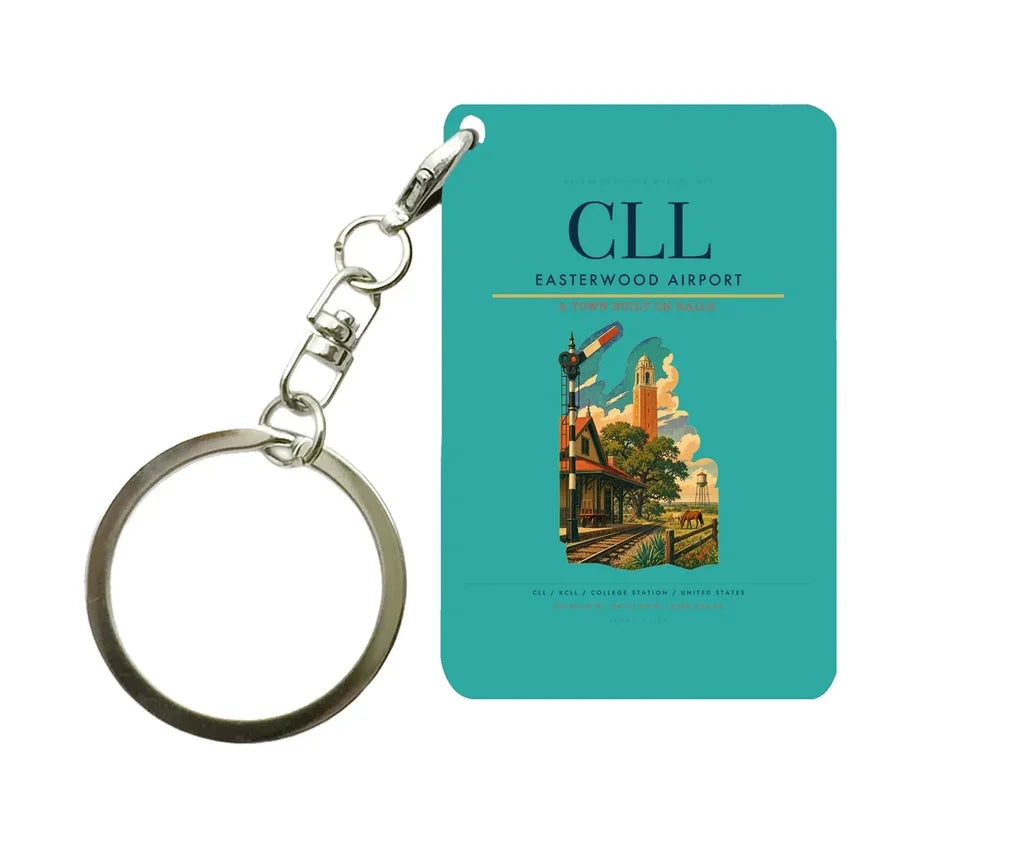 Easterwood Airport (CLL) design on turquoise key chain