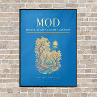 Thumbnail for Modesto City-County Airport MOD vertical canvas print - framed - turquoise background