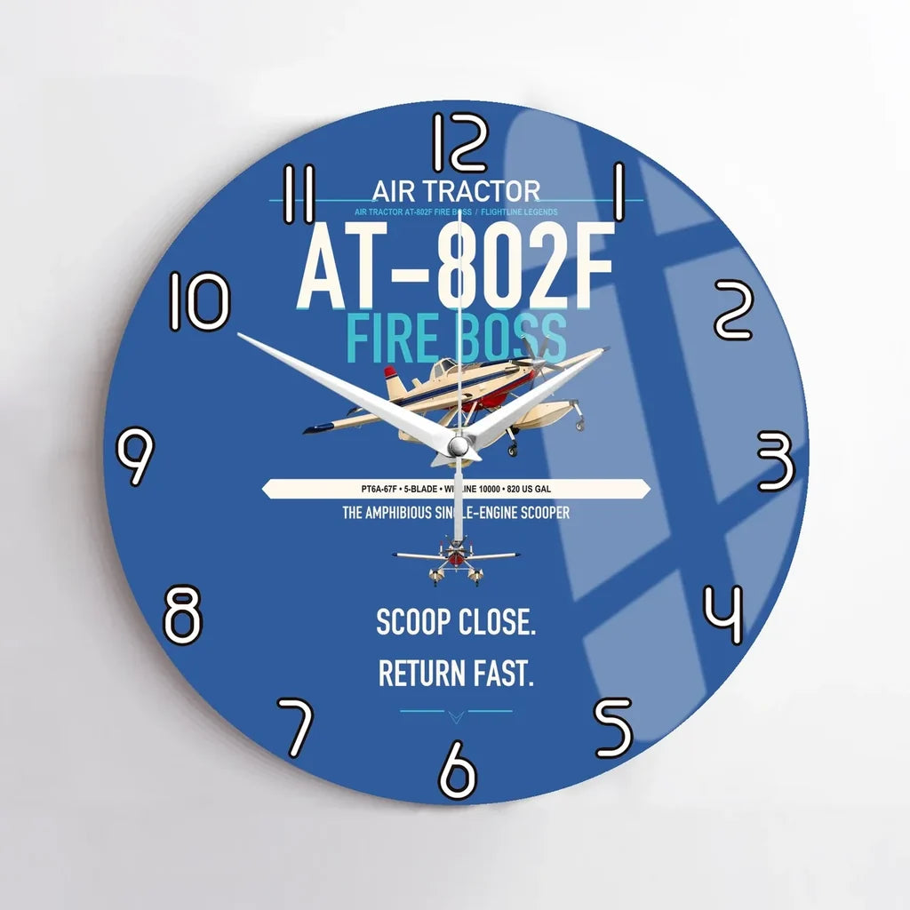 Air Tractor AT-802F Fire Boss design on blue no frame wall clock