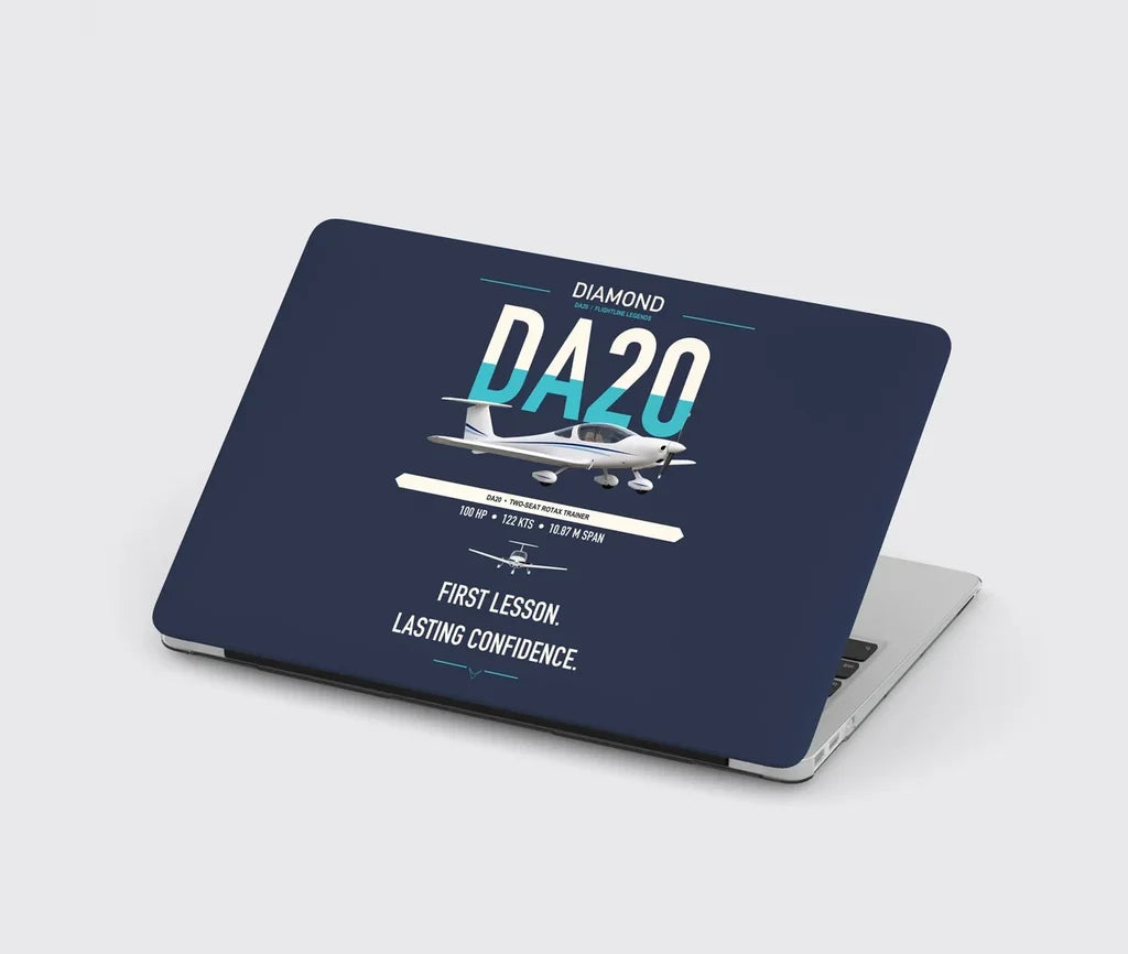 Diamond DA20 design on navy blue MacBook case