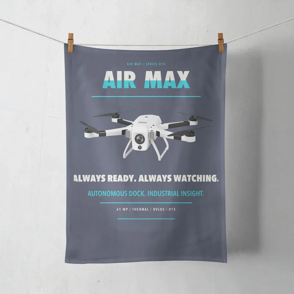 Percepto Air Max design on navy blue towel