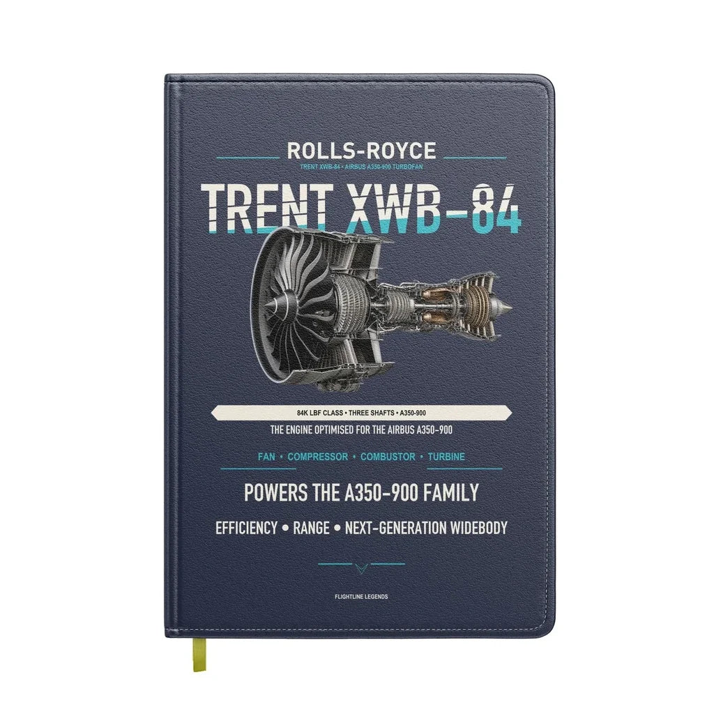 TRENT XWB-84 design on navy blue notebook