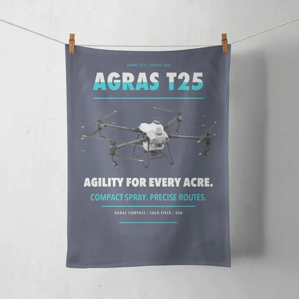 DJI Agras T25 design on navy blue towel