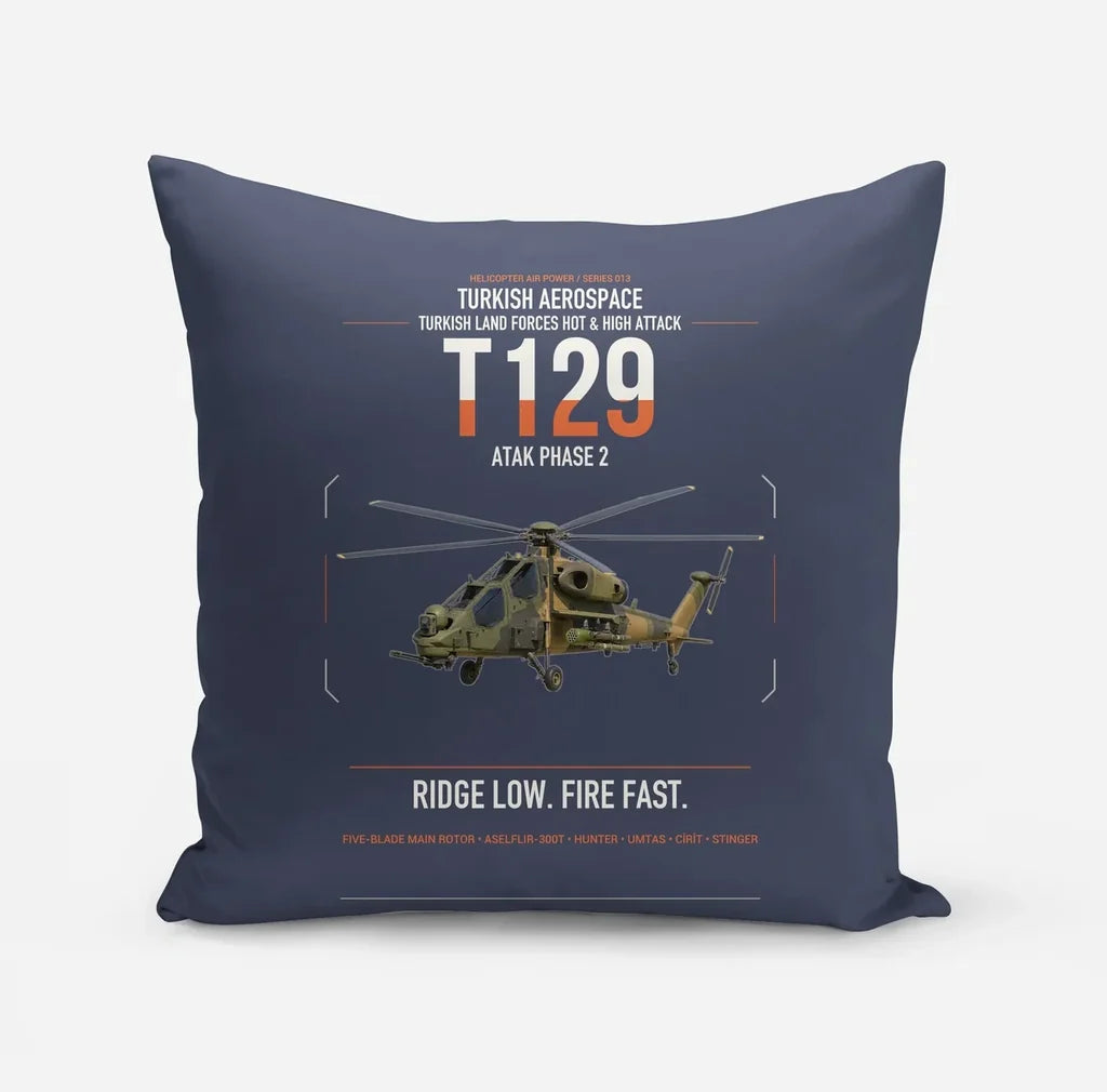 Turkish Aerospace T129 ATAK Phase 2 design on navy blue pillow