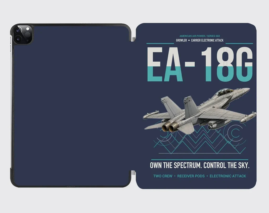 EA-18G Growler design on navy blue ipad tablet case