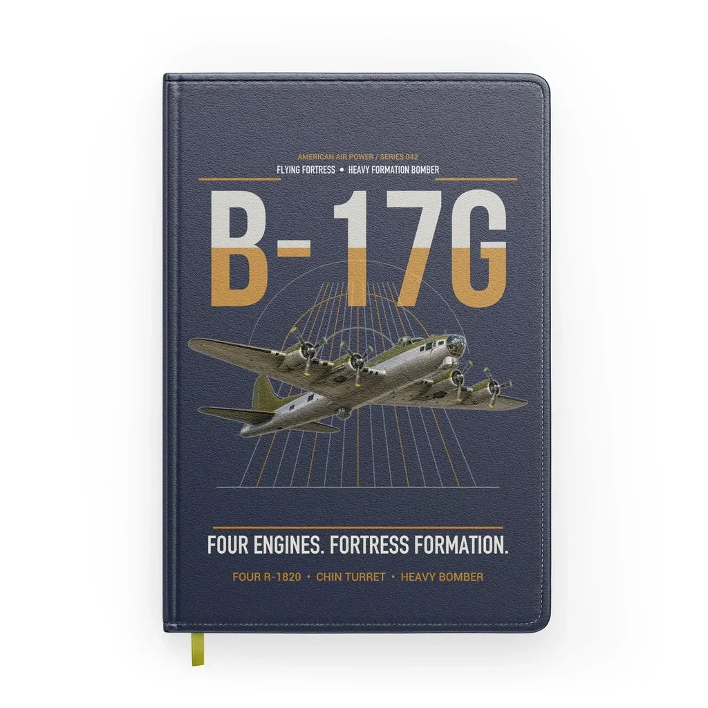 B-17G Flying Fortress design on navy blue notebook