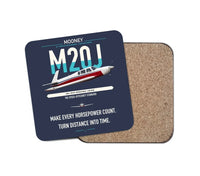 Thumbnail for Mooney M20J 201 design on navy blue 1 piece coaster