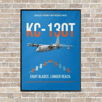 Thumbnail for KC-130T NP2000 vertical canvas print - framed - turquoise background