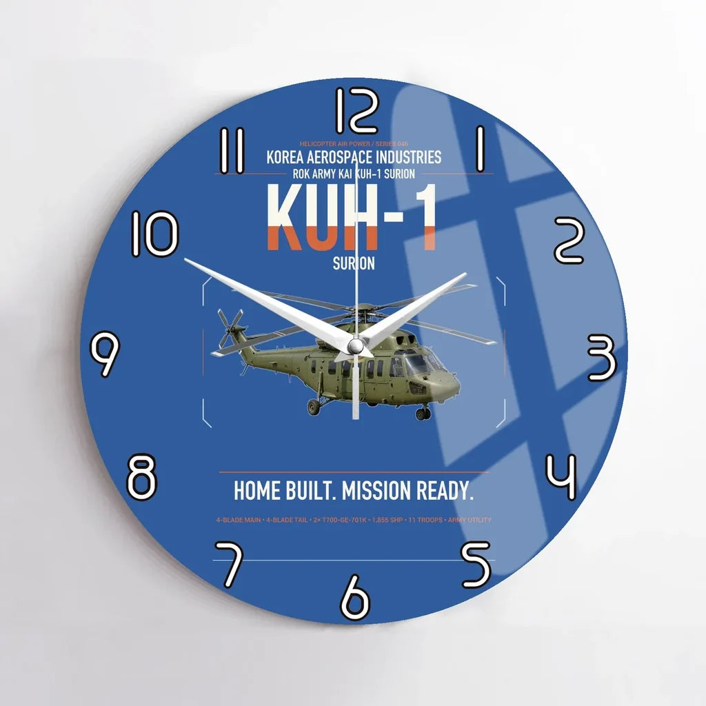 Korea Aerospace Industries KUH-1 Surion design on blue no frame wall clock