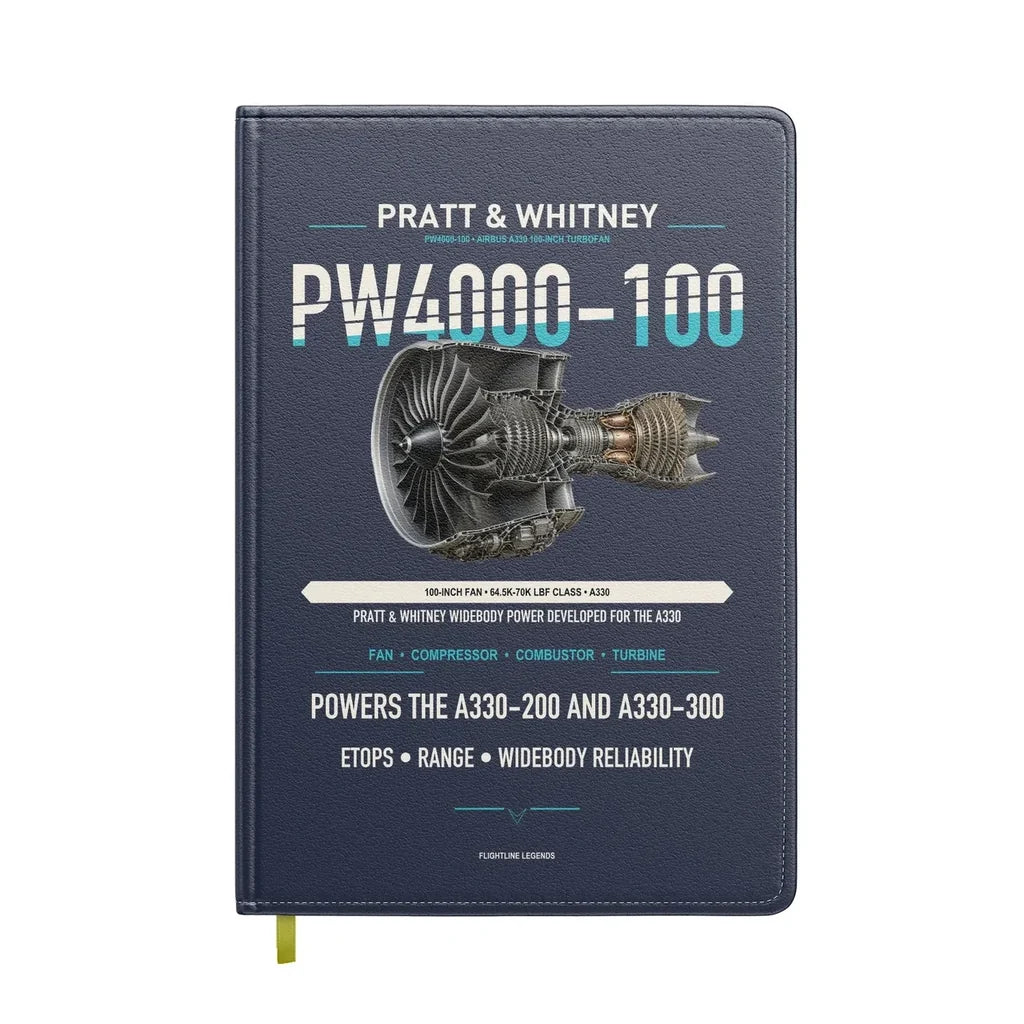 PW4000-100 design on navy blue notebook
