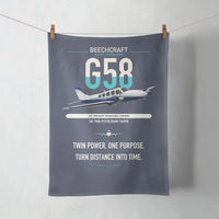 Thumbnail for Beechcraft Baron G58 design on navy blue towel