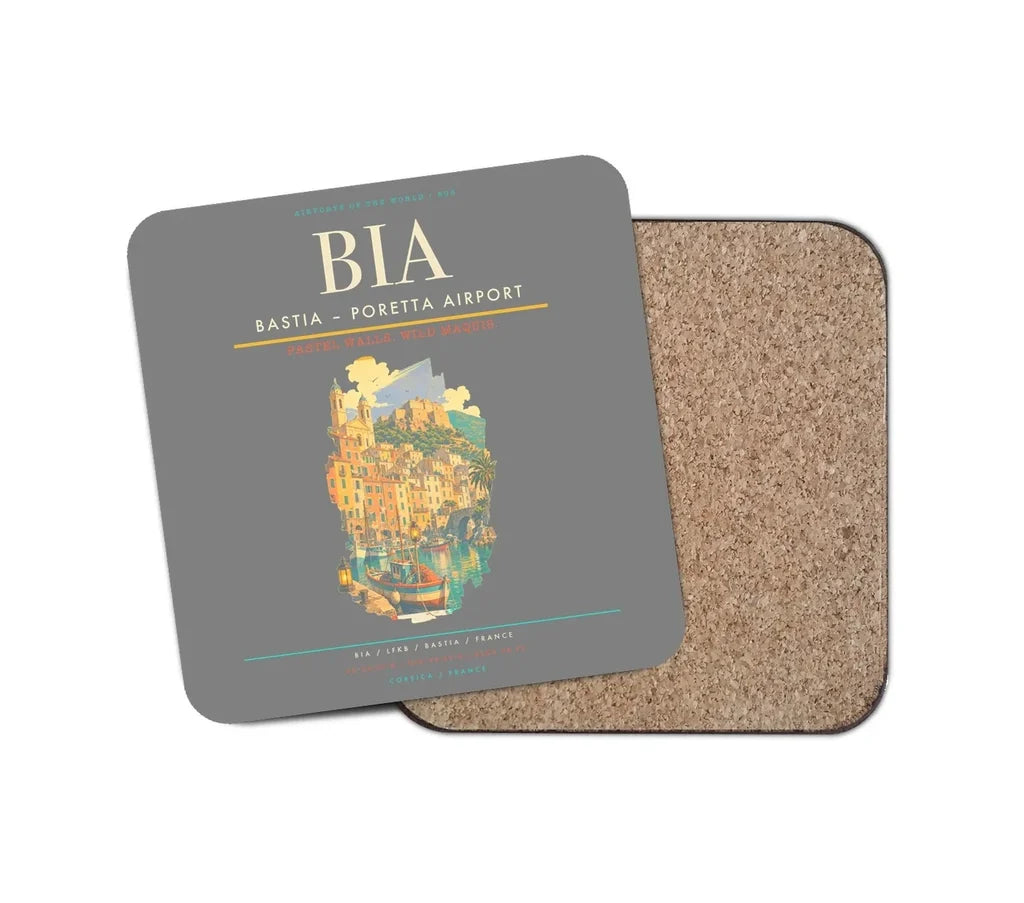 Bastia  Poretta Airport BIA Coaster 1-Piece - Gray