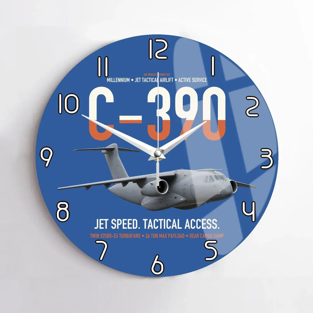 C-390 Millennium design on blue no frame wall clock