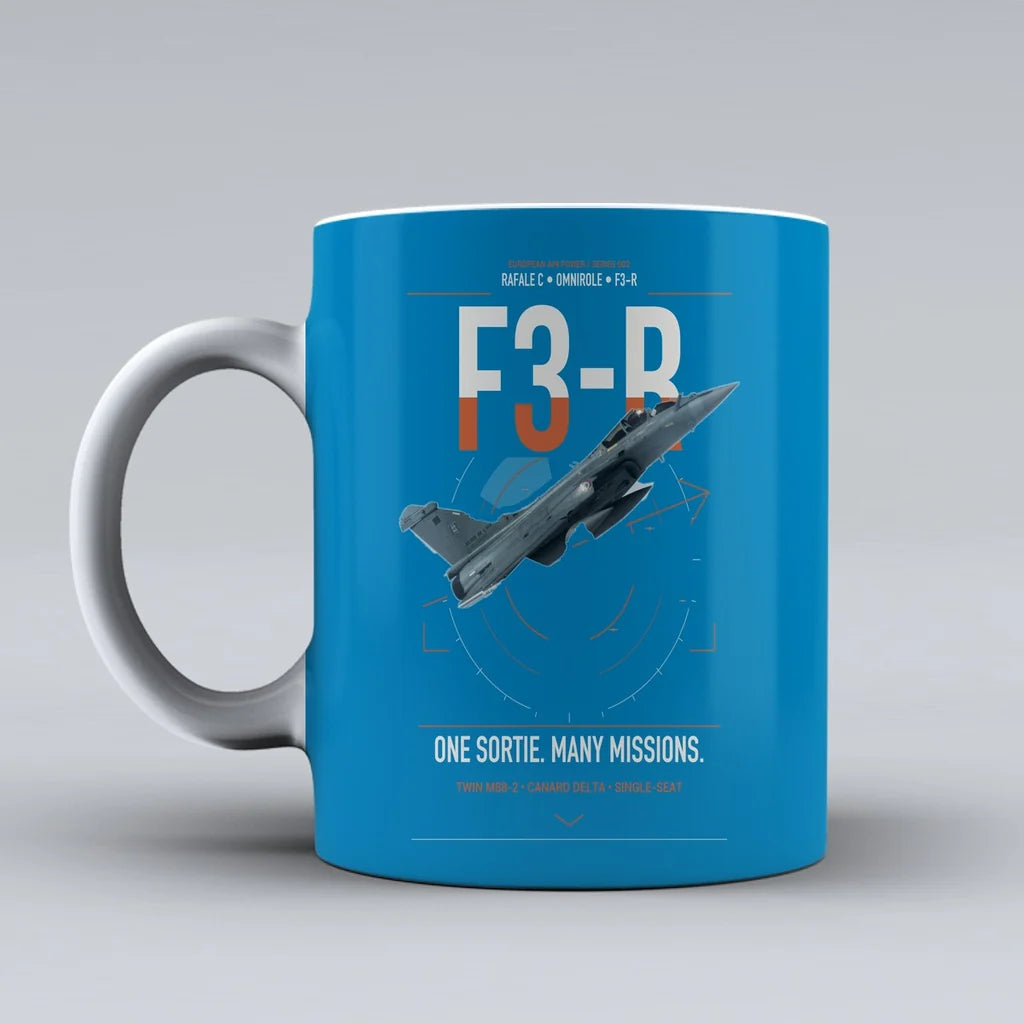 Dassault Rafale C — F3-R standard design on turquoise ceramic mug, double-side print