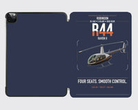 Thumbnail for Robinson R44 Raven II design on navy blue ipad tablet case
