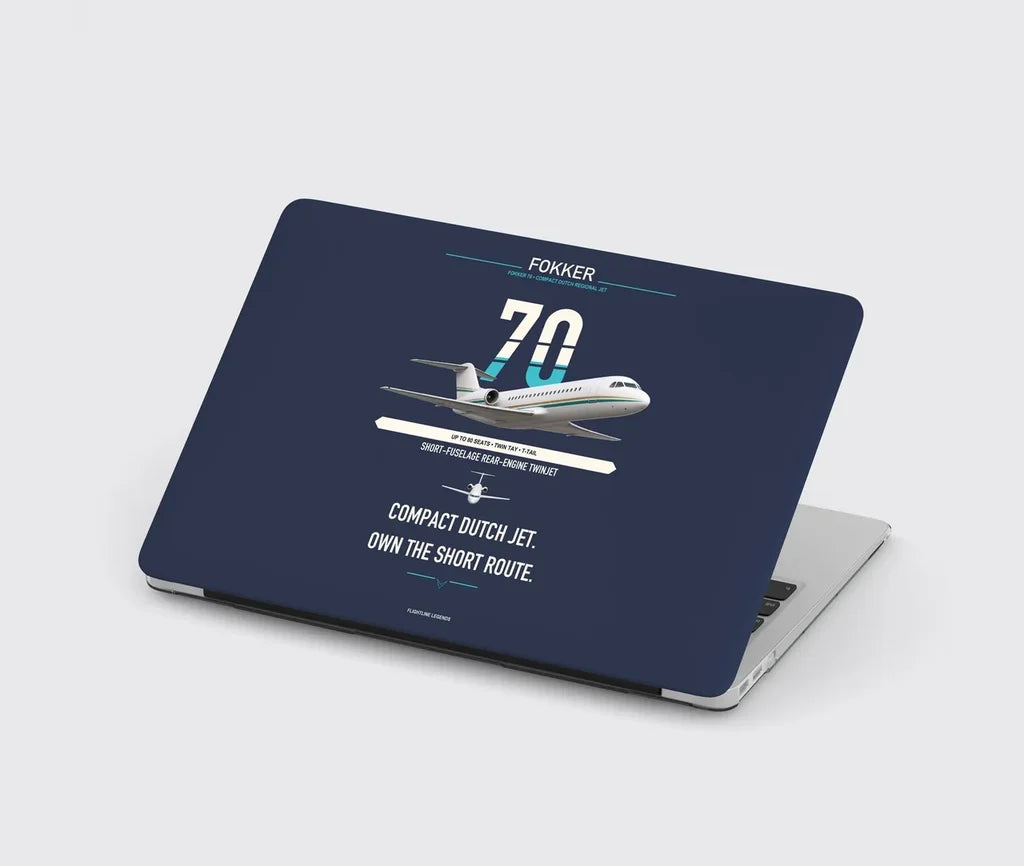 Fokker 70 design on navy blue MacBook case