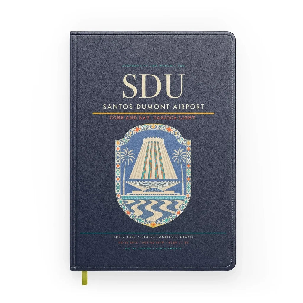 Santos Dumont Airport (SDU) design on navy blue notebook