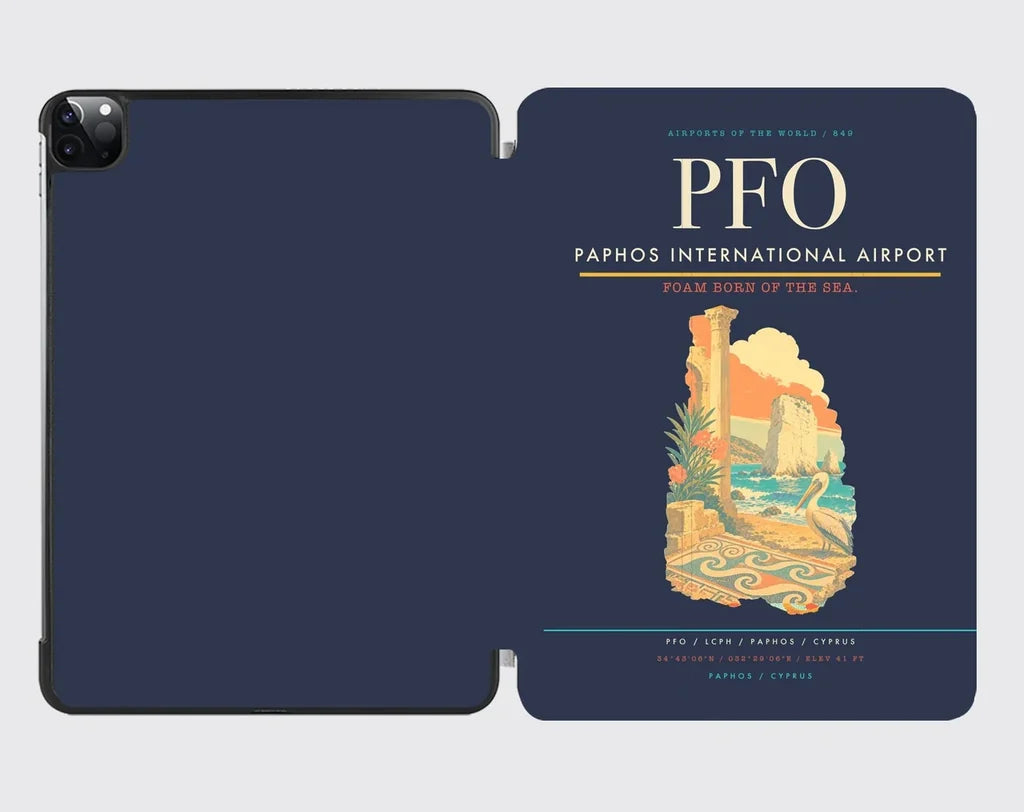 Paphos International Airport (PFO) design on navy blue ipad tablet case