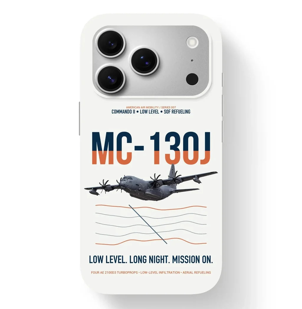 MC-130J COMMANDO II design on white magsafe iphone case, for iPhone 17 Pro