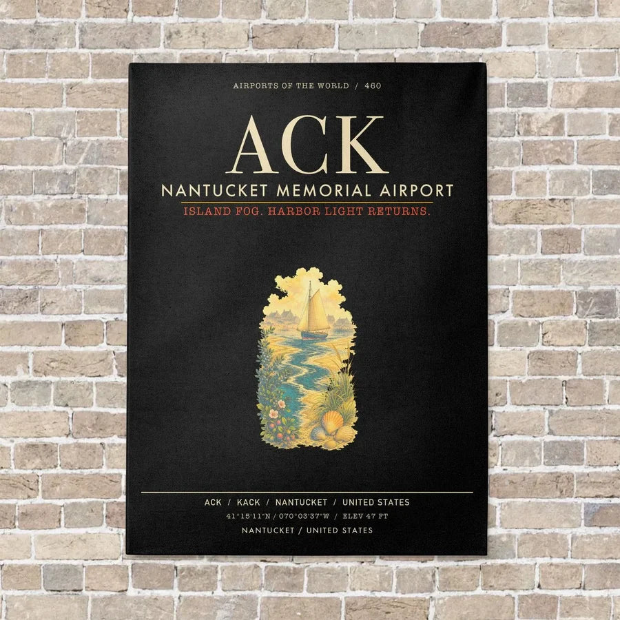 Nantucket Memorial Airport ACK - Canvas Framed - Black