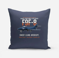 Thumbnail for F9F-8 Cougar Swept Wing Carrier Fighter design on navy blue pillow