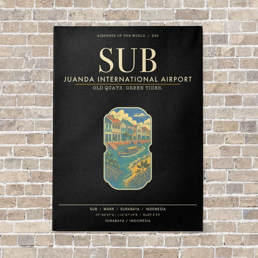Juanda International Airport Surabaya SUB - Canvas Framed - Black