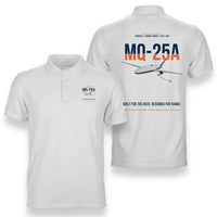 Thumbnail for MQ-25A STINGRAY design on white double-side polo t-shirt, double-side print