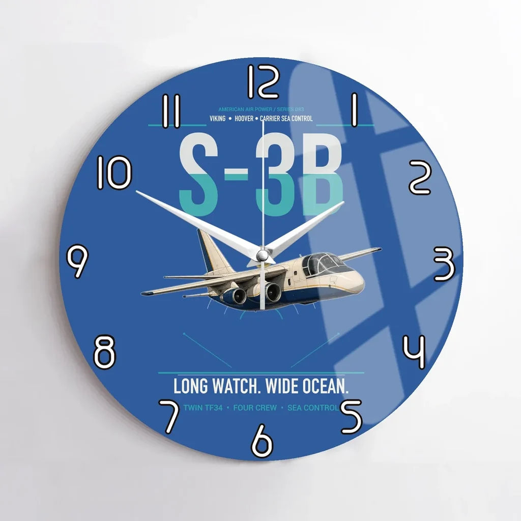 S-3B Viking design on blue no frame wall clock