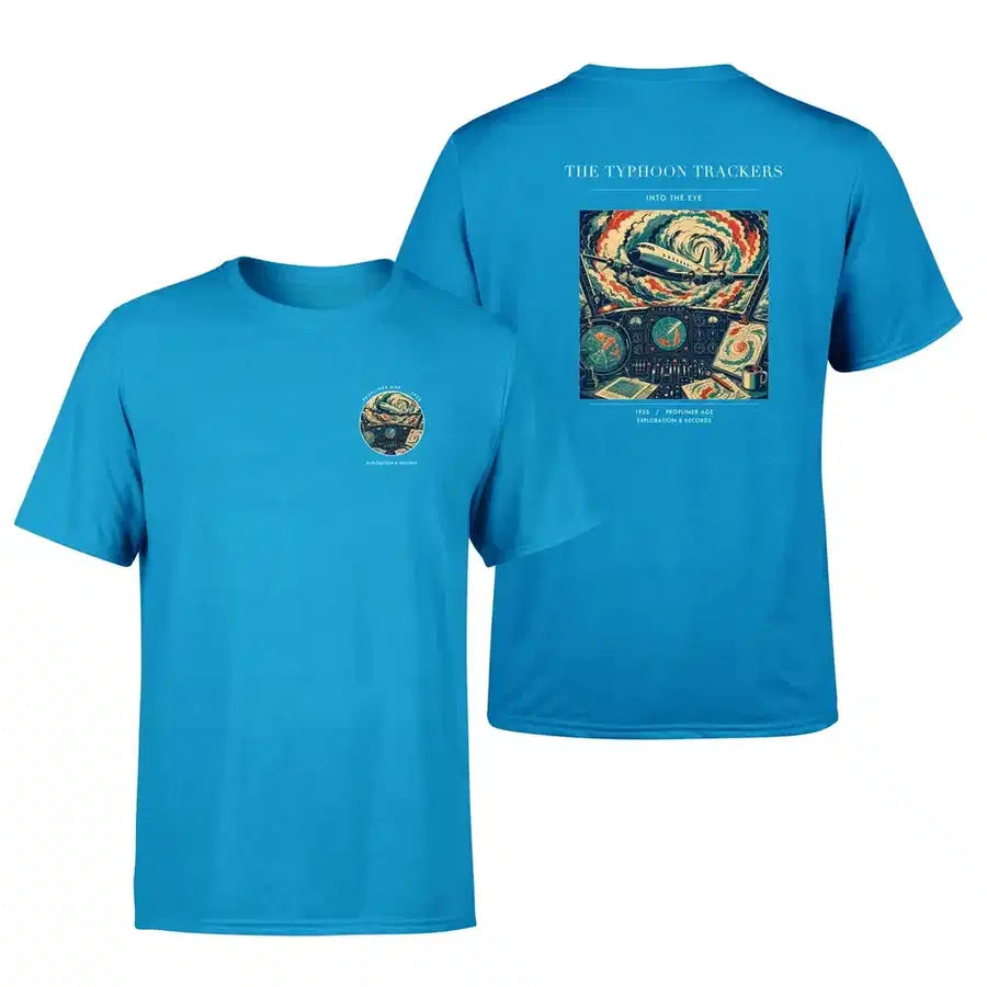 VINTAGE G4091 - The Typhoon Trackers - Double-Side T-Shirt design on turquoise double side t shirt