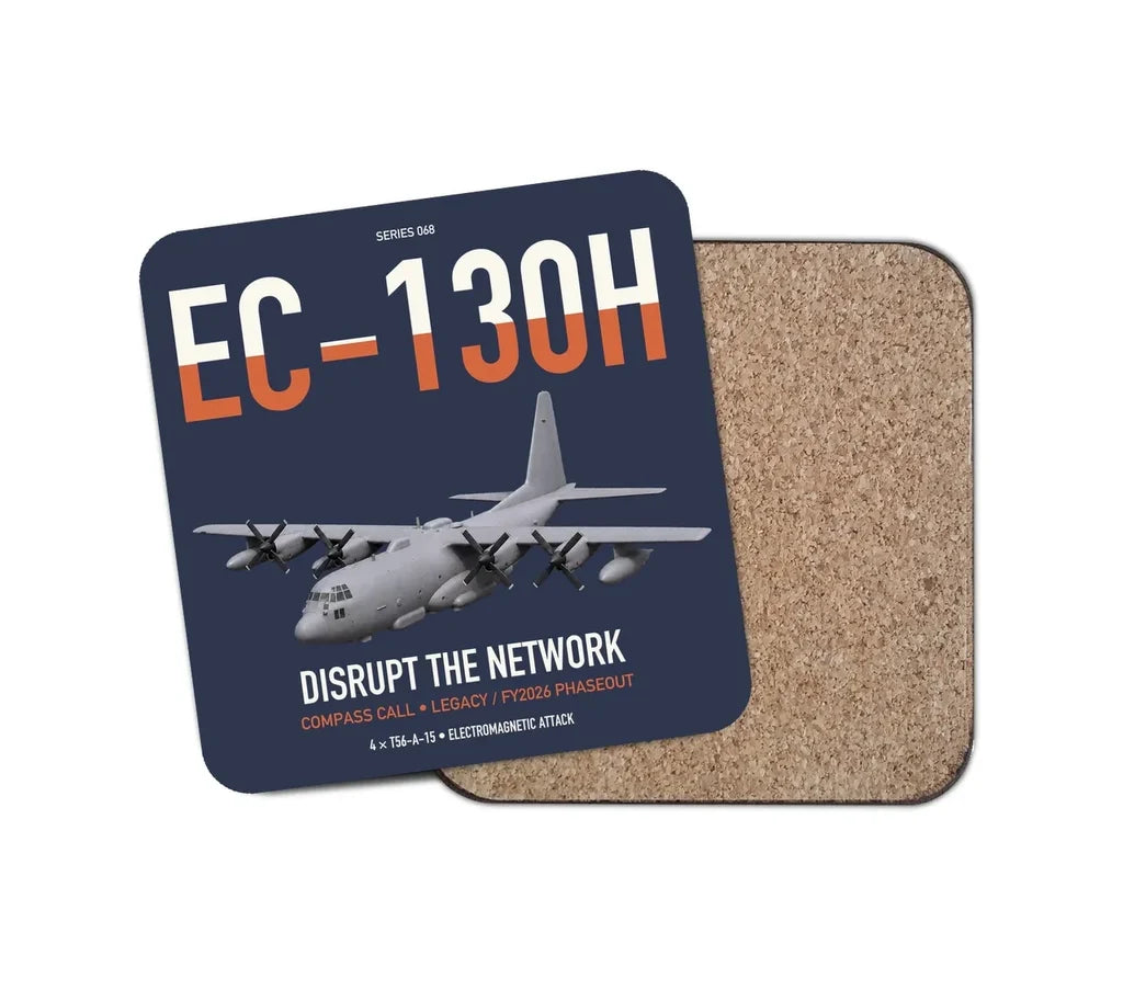 EC-130H Compass Call design on navy blue 1 piece coaster