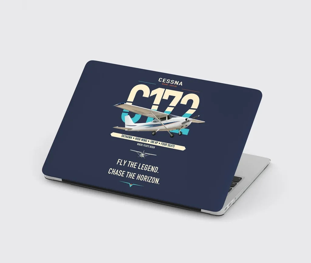 Cessna 172 Skyhawk design on navy blue MacBook case