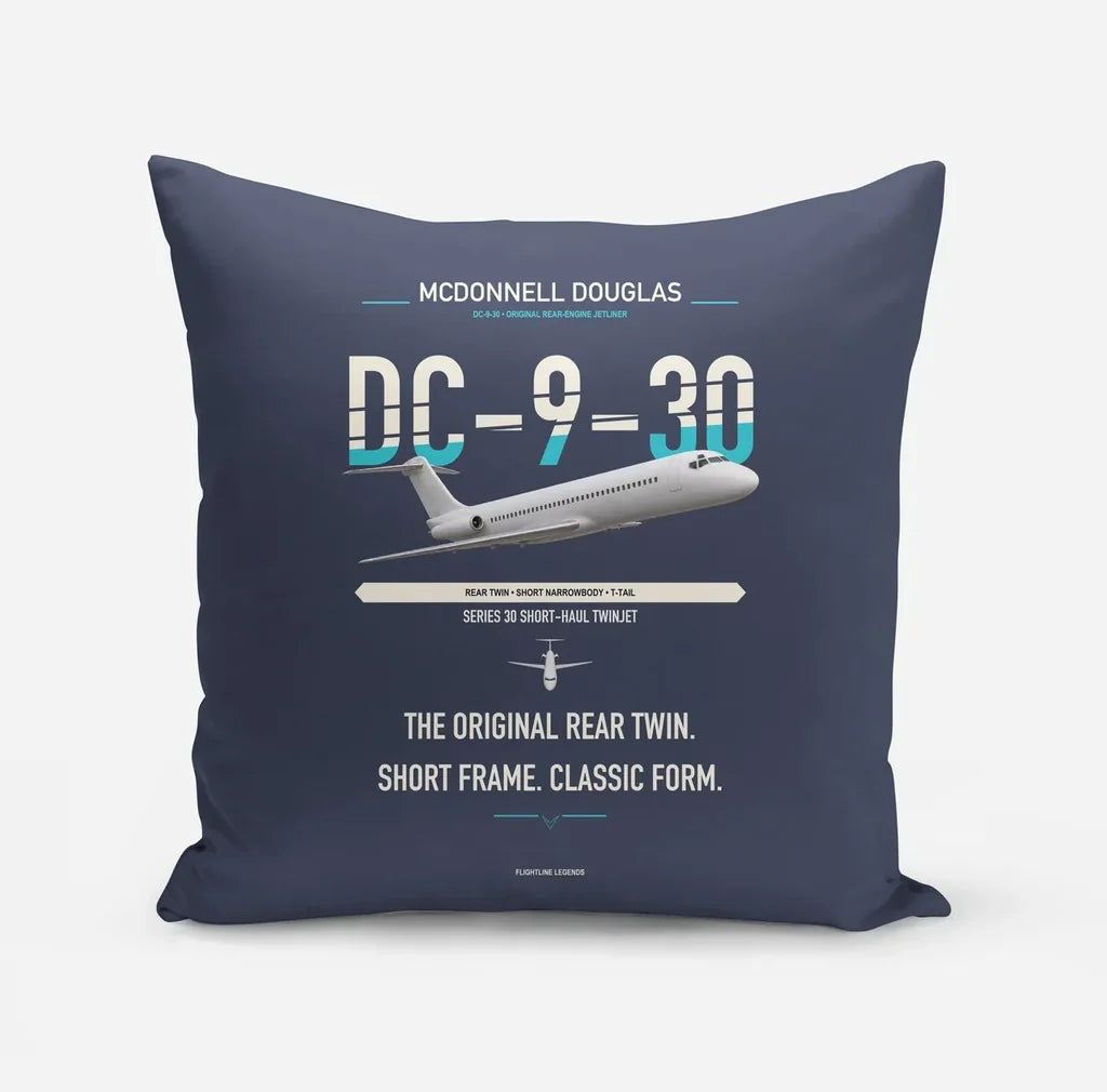 McDonnell Douglas DC-9-30 design on navy blue pillow