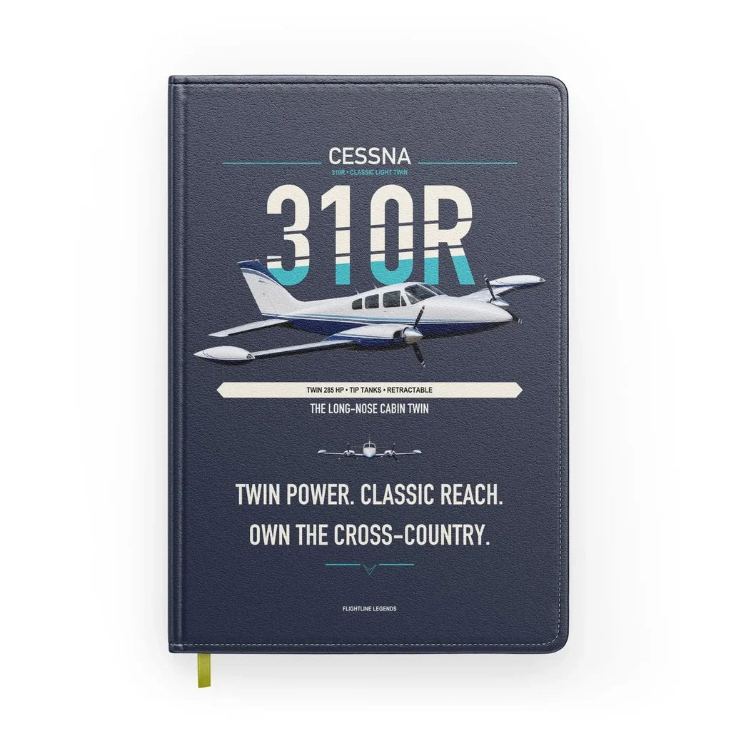 Cessna 310R design on navy blue notebook