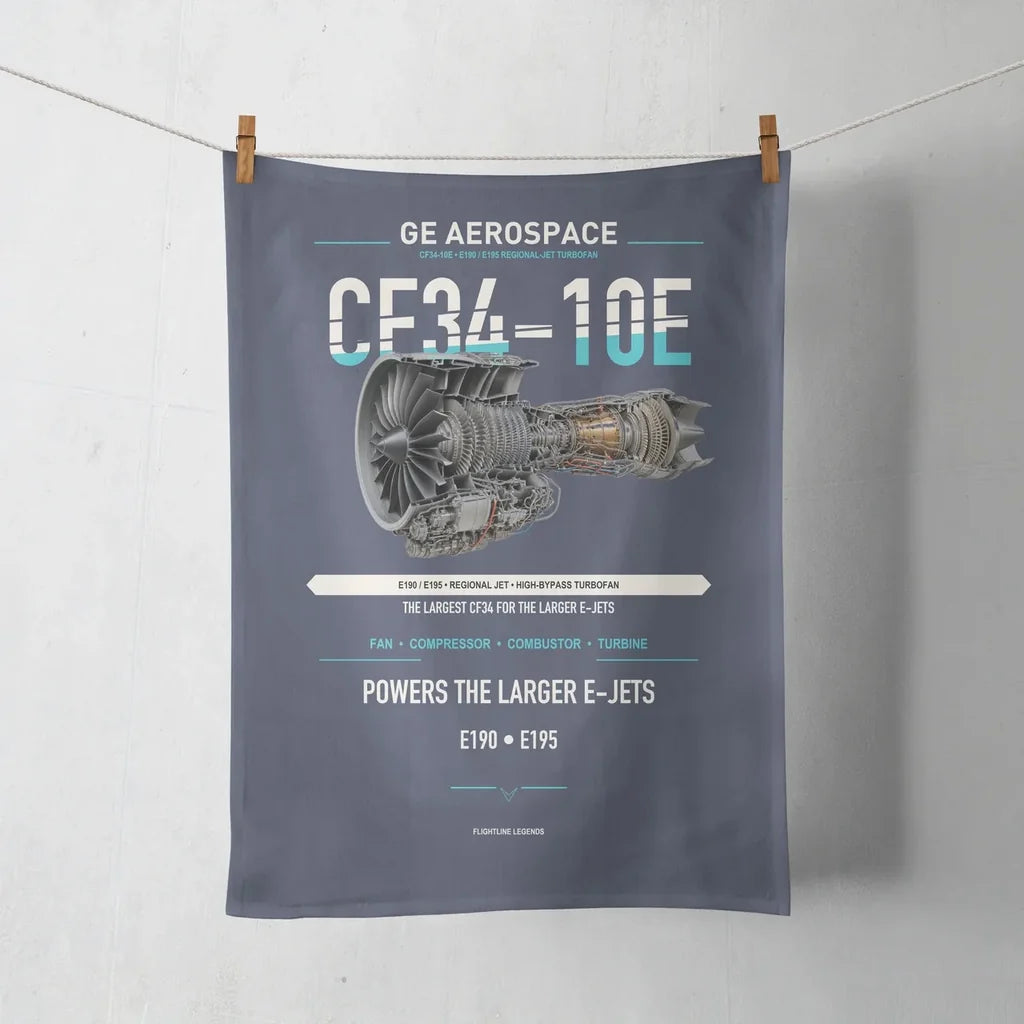 CF34-10E design on navy blue towel