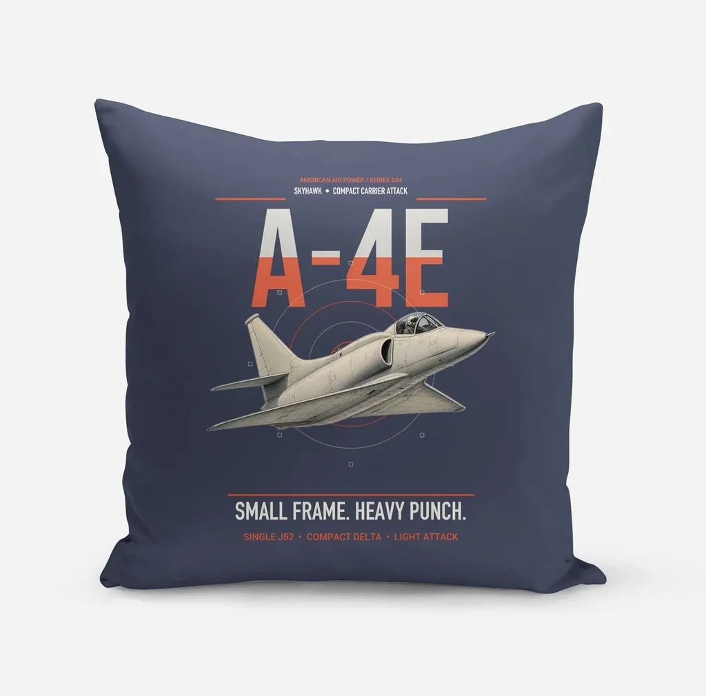 A-4E Skyhawk design on navy blue pillow