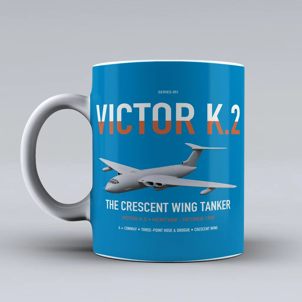 Handley Page Victor K.2 design on turquoise ceramic mug, double-side print