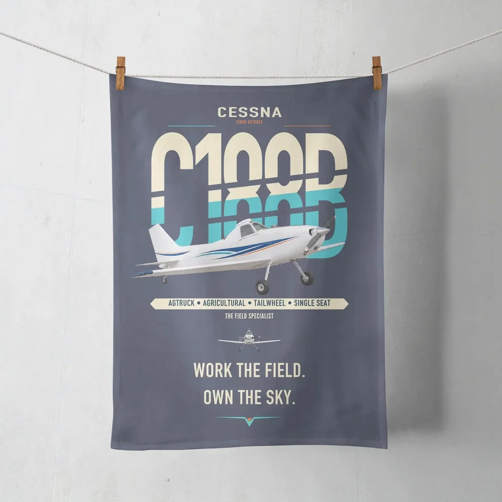 Cessna A188B AgTruck design on navy blue towel