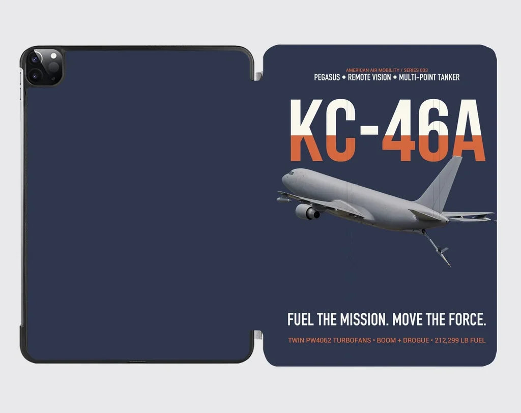 KC-46A PEGASUS design on navy blue ipad tablet case