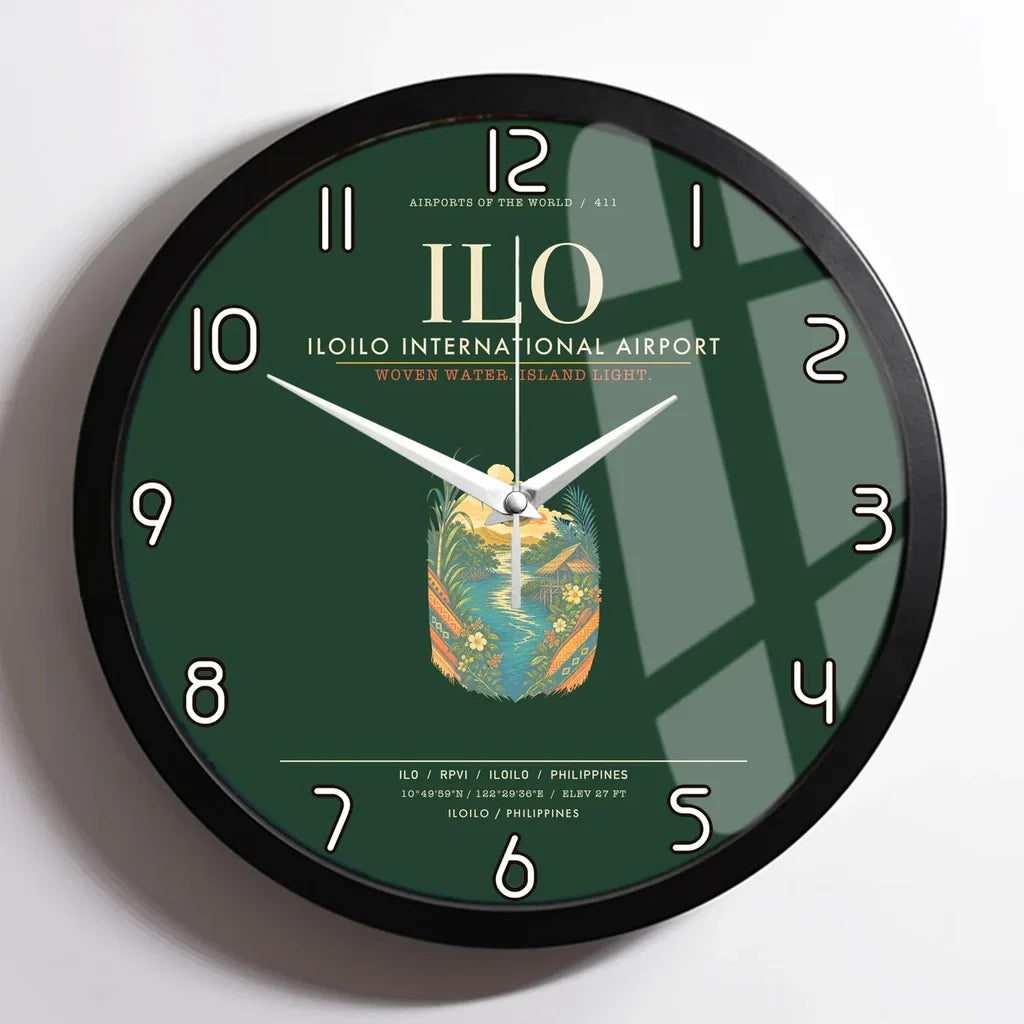 Iloilo International Airport ILO Wall-Clock Framed - Dark Green